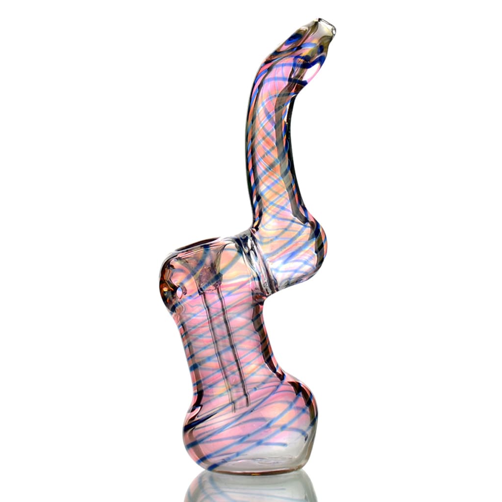 Gold Fume Glass Bubbler With Swirling Art