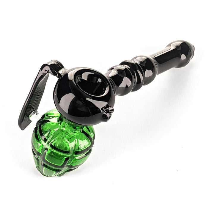 Eye-catching Grenade Bubbler Glass Pipe With Black Glass Pin