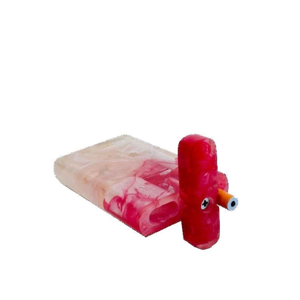Handmade Acrylic Dugout W/ One Hitter - Red Marble
