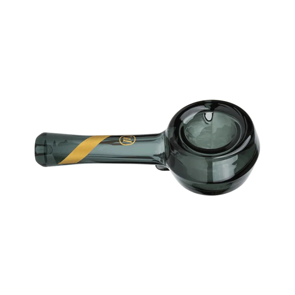 Marley Smoked Glass Spoon Pipe With Gold Stripe