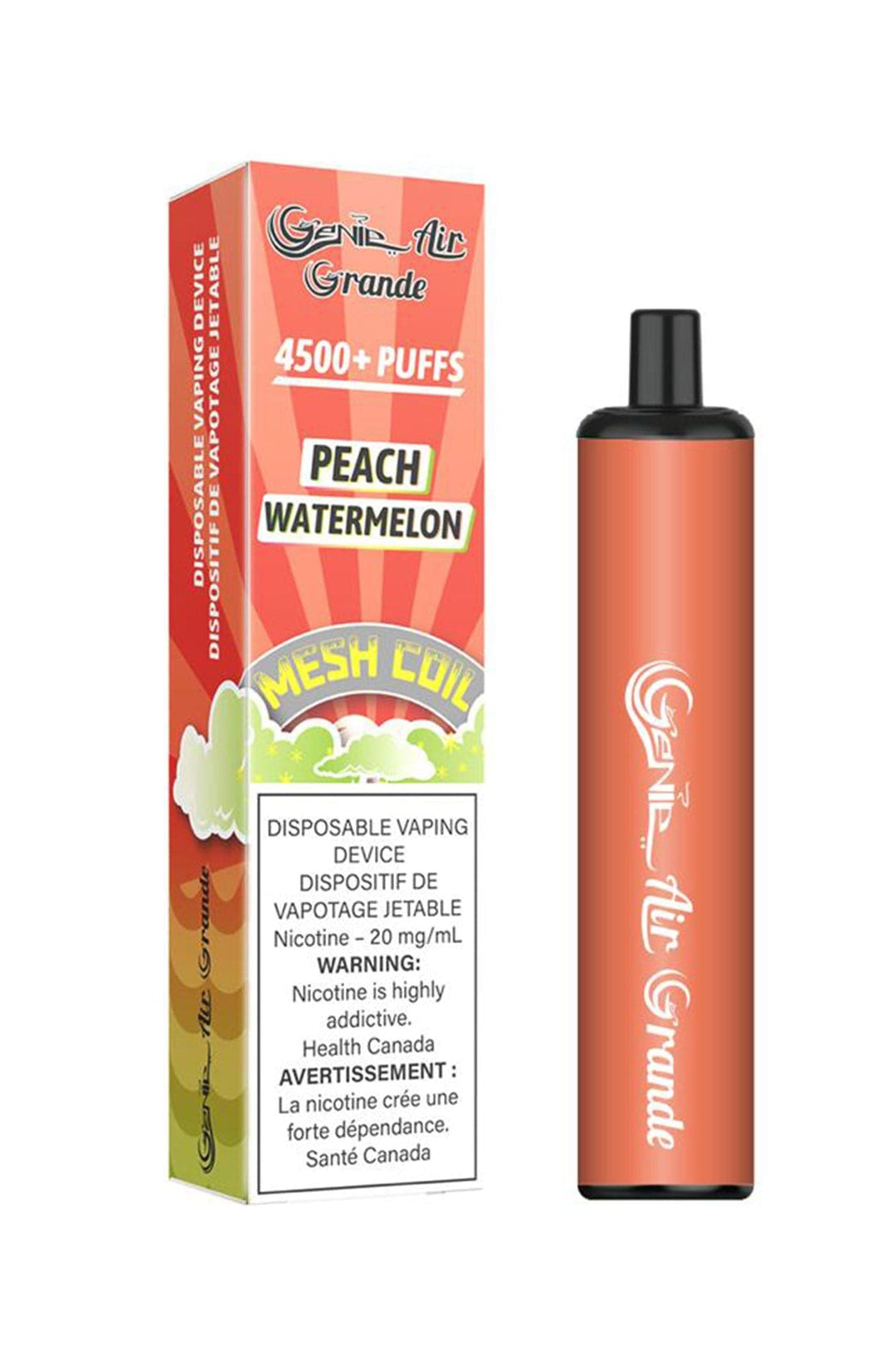 Genie Air Grande Max Mesh Coil disposable 4500 Puff Pod 20 mg/mL MHGP Genie Air Grande Max Mesh Coil disposable 4500 Puff Pod 20 mg/mL MHGP