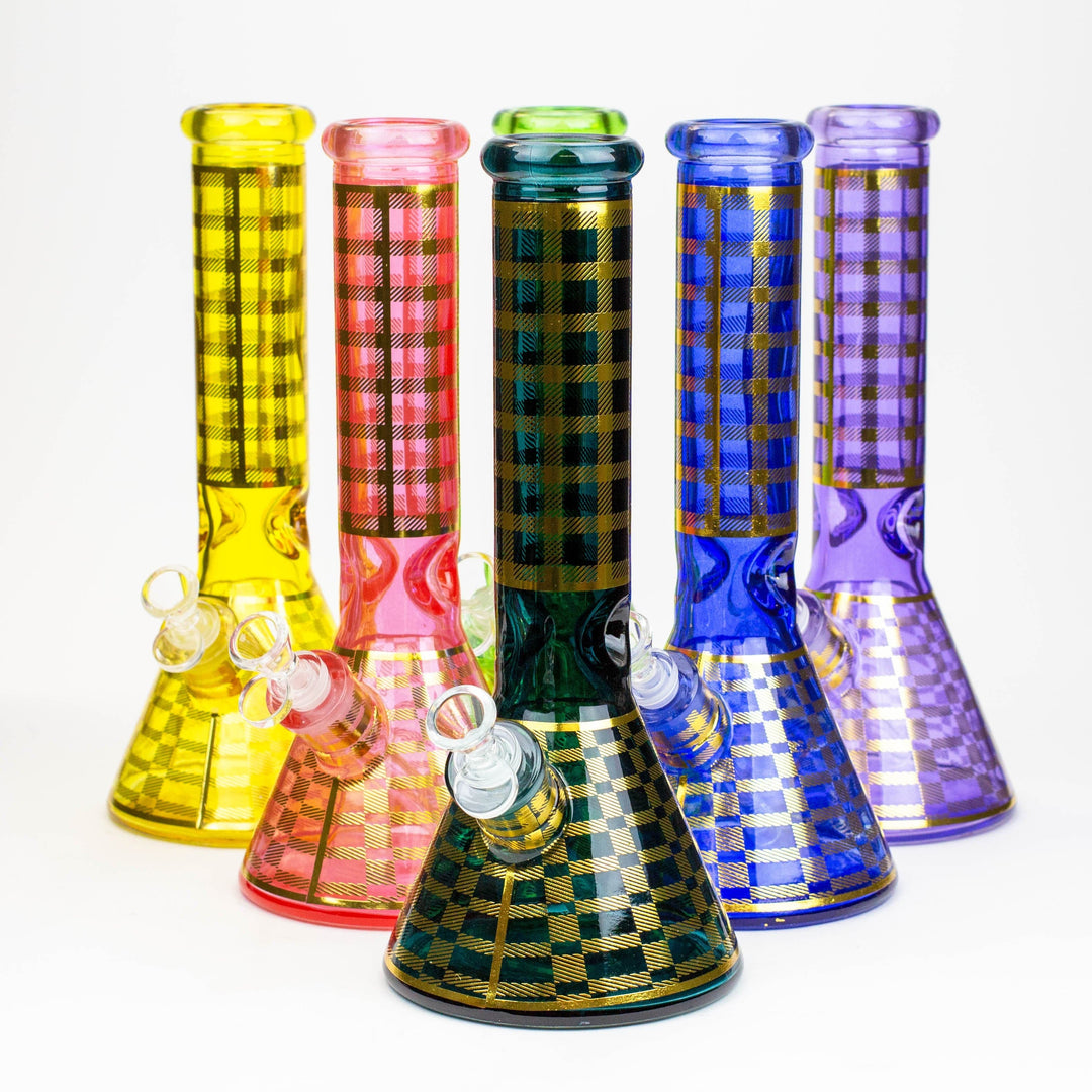 Glass neon 7mm beaker water pipes 12"_0