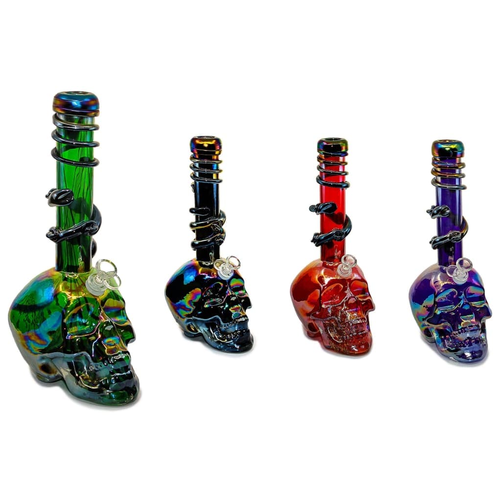 Soft-glass Water Pipe - Skull (14")