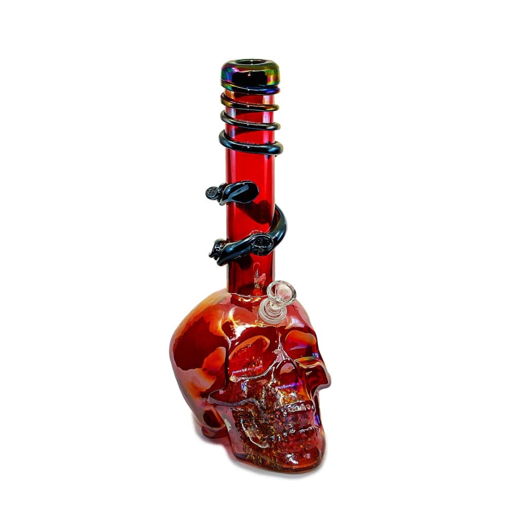 Soft-glass Water Pipe - Skull (14")