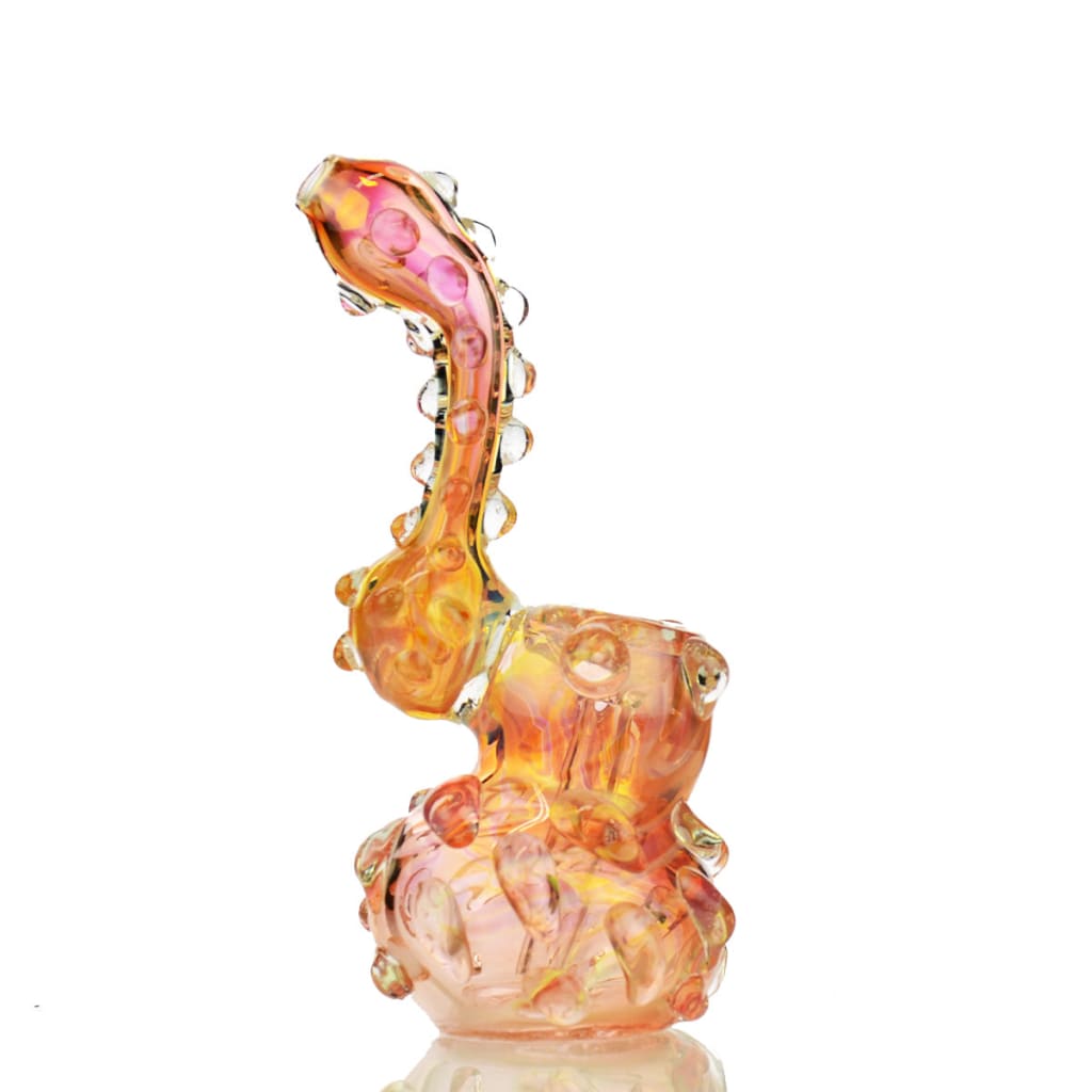 Spiky Bubbler Gold Fume Art Glass